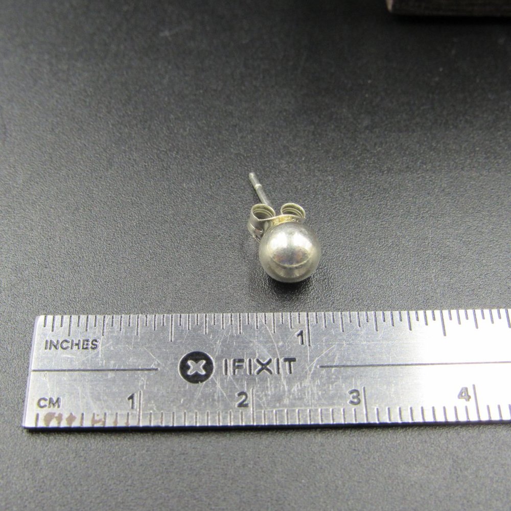 Sterling Tiny Rustic Small Orb Stud Earrings - image 6